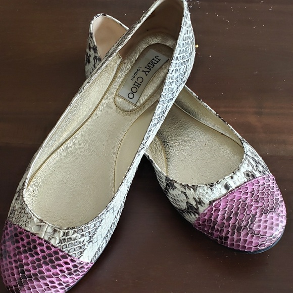 Jimmy Choo Whirl Snake-skin Ballerina Flats - Picture 2 of 6